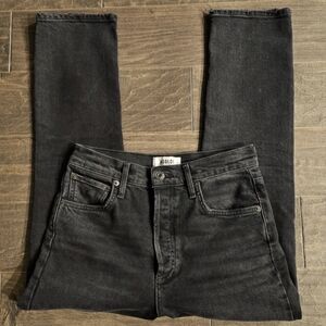 AGOLDE Los Angeles Light Black Women's Riley Straight Crop Jeans sz 25